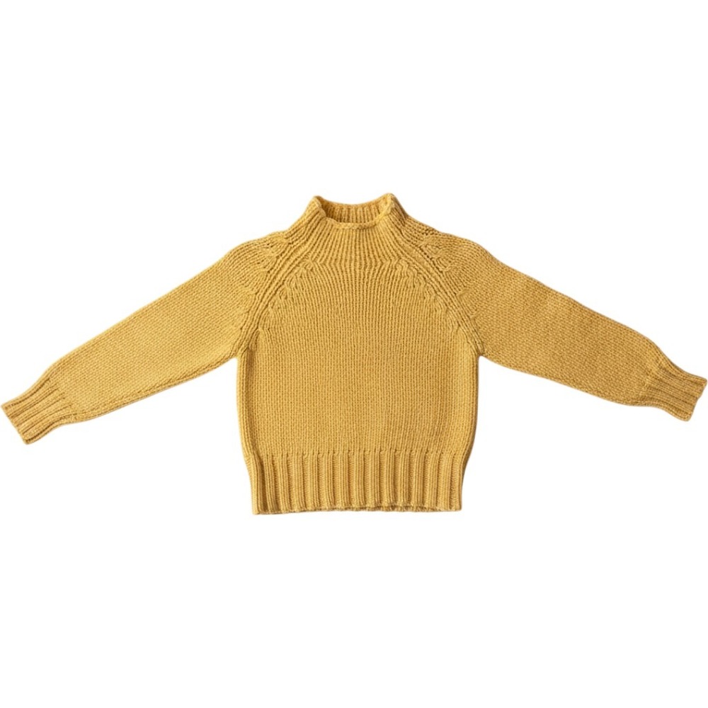 American Eagle Outfitters 100% Wool Chunky Knit Mock Neck Sweater Yellow XS